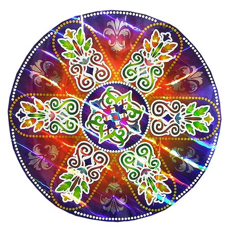 Colorful Rangoli Print on Metallic Paper Sticker 