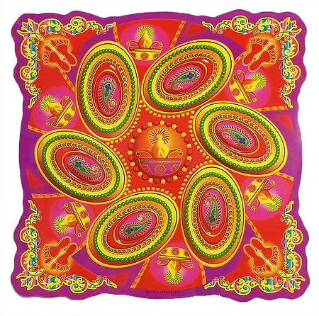 Colorful Paisley Print on Paper Sticker