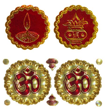 Kalash, Diya and Om - Auspicious Hindu Symbols