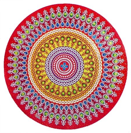 Colorful Sticker Rangoli Print on Glazed Paper