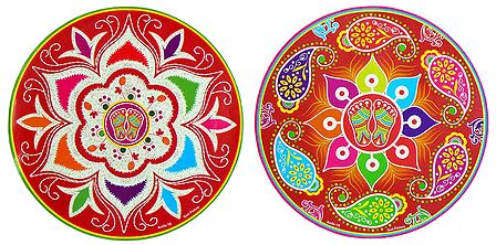 Pair of Charan with Paisley Design Sticker