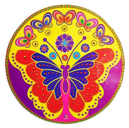 Multicolor Butterfly Print on Round Sticker