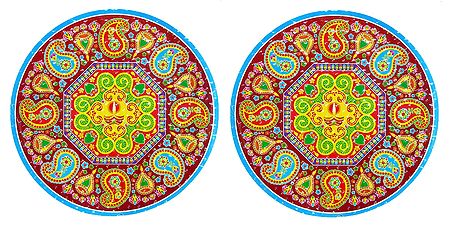 Pair of Rangoli Stickers with Paisley Design