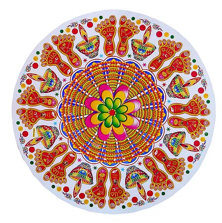 Multicolor Round Paper Sticker Rangoli