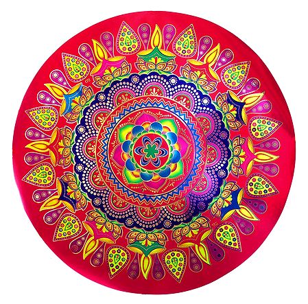Multicolor Round Metallic Paper Sticker Rangoli