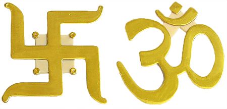 Pair of Swastik and Om (Auspicious Hindu Symbols)