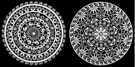 Set of Two White Ritual Sticker Rangol Print on Transparent Sheeti