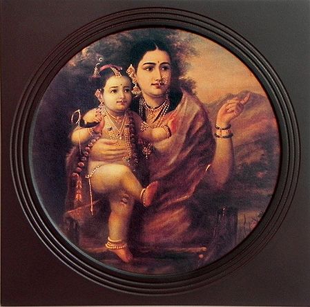 Krishna in the Lap of Mother Yashoda  (Deco Painting) - Wall Hanging