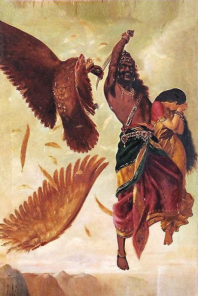 Jatayu Vadham - Sita Horrified Seeing Ravana Cutting Jatayu's Wing