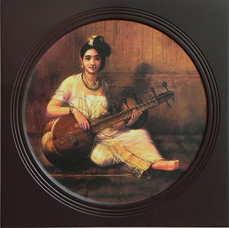 Lady Playing Veena (Deco Painting) - Wall Hanging
