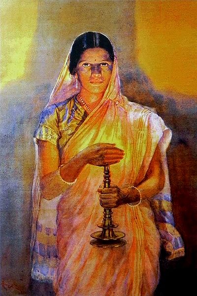 Lady with the Lamp - S.L. Halankar Painting