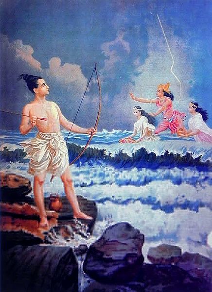 Varuna Pacifying Rama's Anger when the Sea Refused to give Way to Reach Lanka