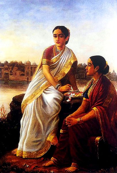 Radha and Her Sakhi Waiting for Krishna