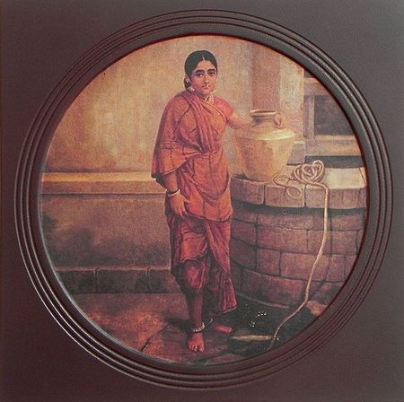  A Mysore Lady Near the Well (Deco Painting) - Wall Hanging