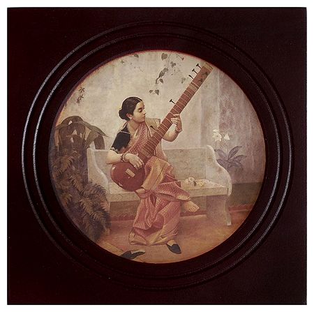 Lady Playing Sitar - Wall Hanging