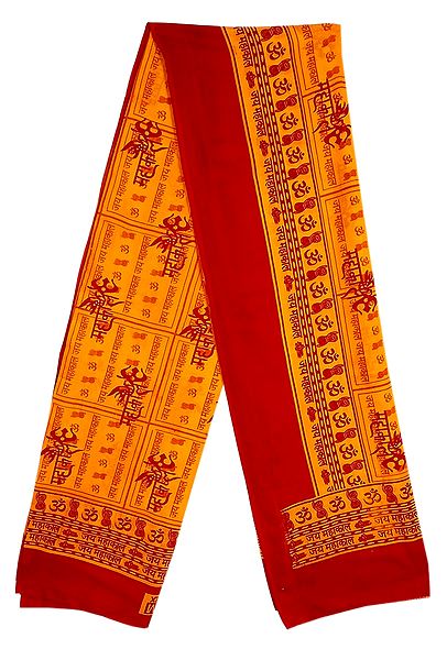 Saffron Angavastra with Mahakal Print 