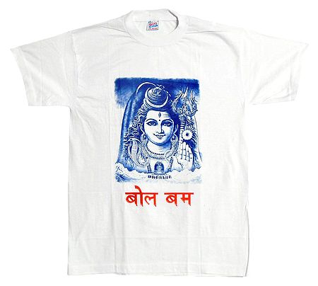 Shiva Print on White T-Shirt