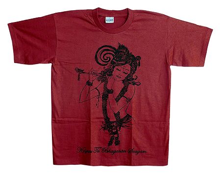 Krishna Print on Red T-Shirt