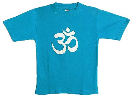 Hand Painted Om on Mens Cyan T-Shirt