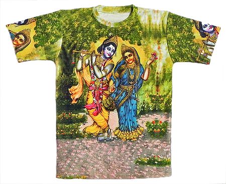 Printed Radha Krishna on T-Shirt