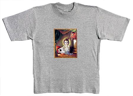 Printed Krishna on Grey T-Shirt