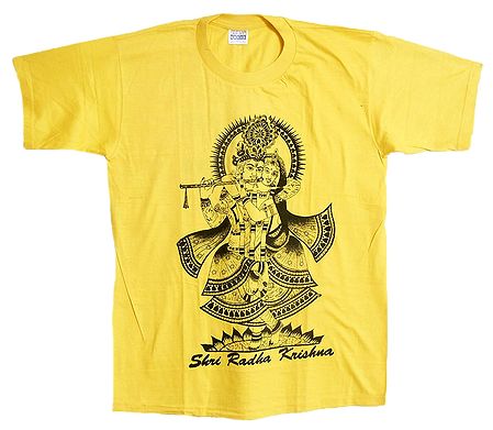Radha Krishna Print on Yellow T-Shirt