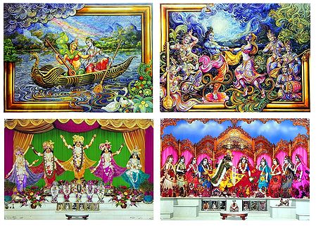 Radha Krishna and Pancha Gosain - Set of 4 Posters