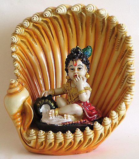 Bal Gopala Sitting in the Conch Waves