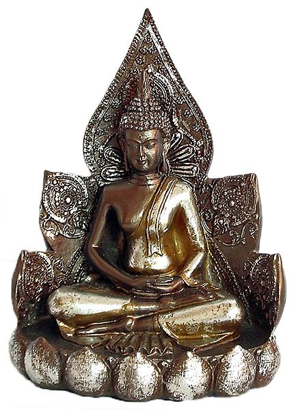 Buddha Sitting on Lotus - Antiquated Finish