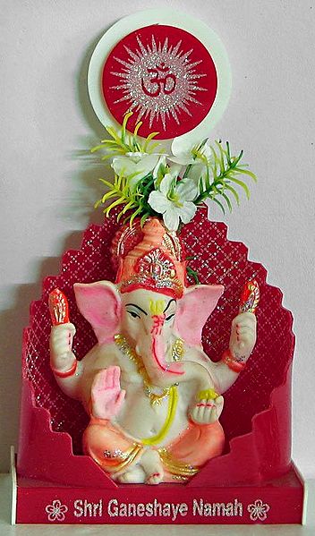 Ganesha in a Acrylic Throne with Om