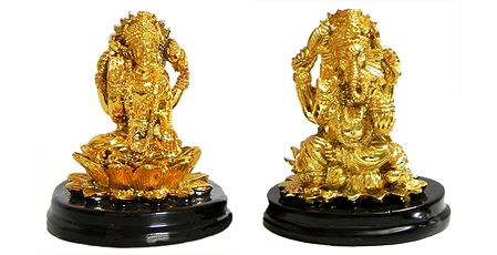 Set of 2 Resin Lakshmi,Ganesha for Car Dashboard