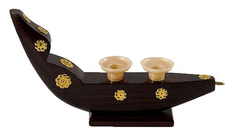 Wooden Boat with 2 Pen Stands