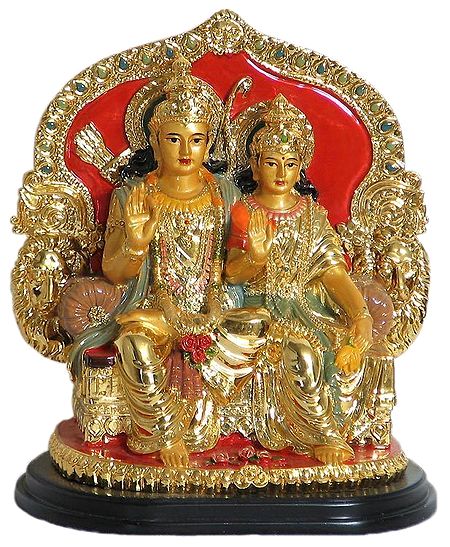 Lord Rama and Sita Sitting on Throne