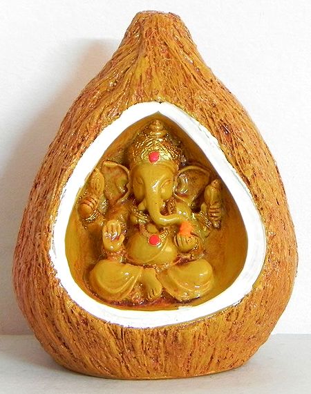 Lord Ganesha in Resin Coconut Shell