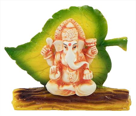 Ganesha Sitting In Front of Leaf