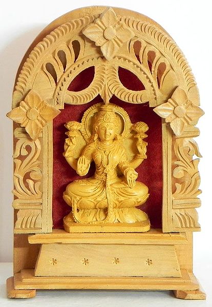 Lakshmi Inside Carved Wooden Temple
