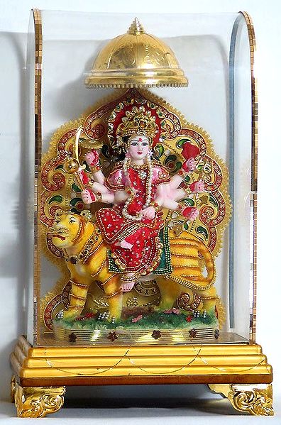 Sherawali Mata - Form of Goddess Durga (Covered with Acrylic Case)