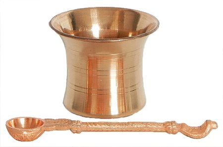 Copper Glass with Spoon for Panchamrita
