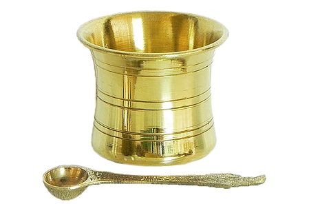 Brass Glass with Spoon for Panchamrita