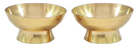 Pair of Brass Ritual Bowls for Sandalwood Paste