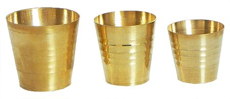Set of Three Brass Glass