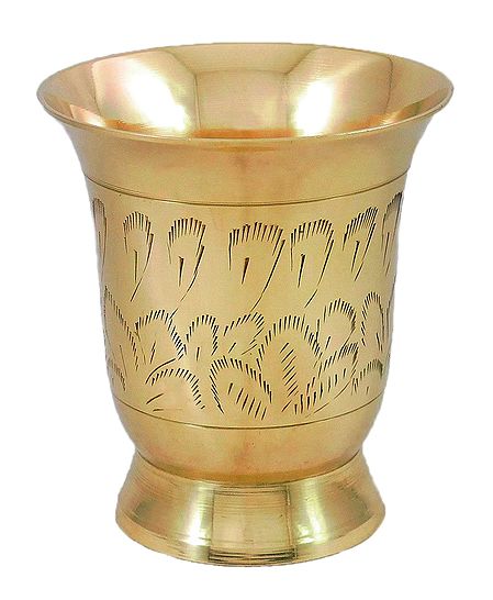 Carved Brass Glass for Holy Water