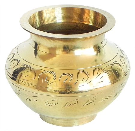 Carved Brass Kalash for Holy Water