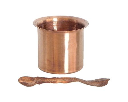 Copper Container for Charanamrita with Spoon