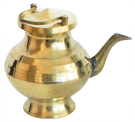 Brass Kamandalu with Lid for Holy Water