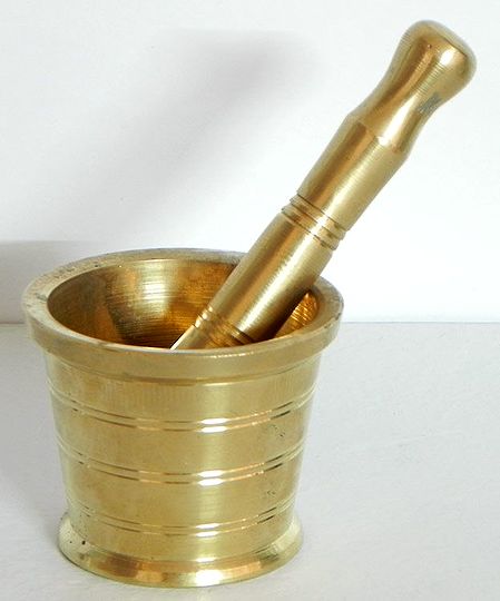 Mortar and Pestle or Khal Dasta for Grinding Camphor and Other Ritual Chunks