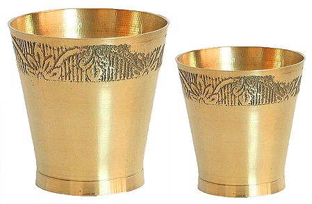 Set of Two Brass Glass