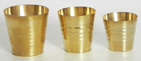 Set of Three Brass Glass