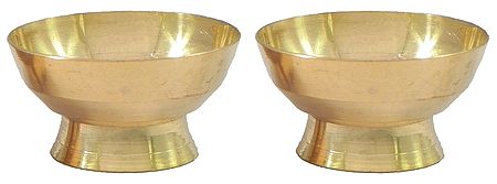Pair of Brass Ritual Bowls for Sandalwood Paste