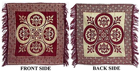 Maroon and Ivory Color Reversible Puja Asana